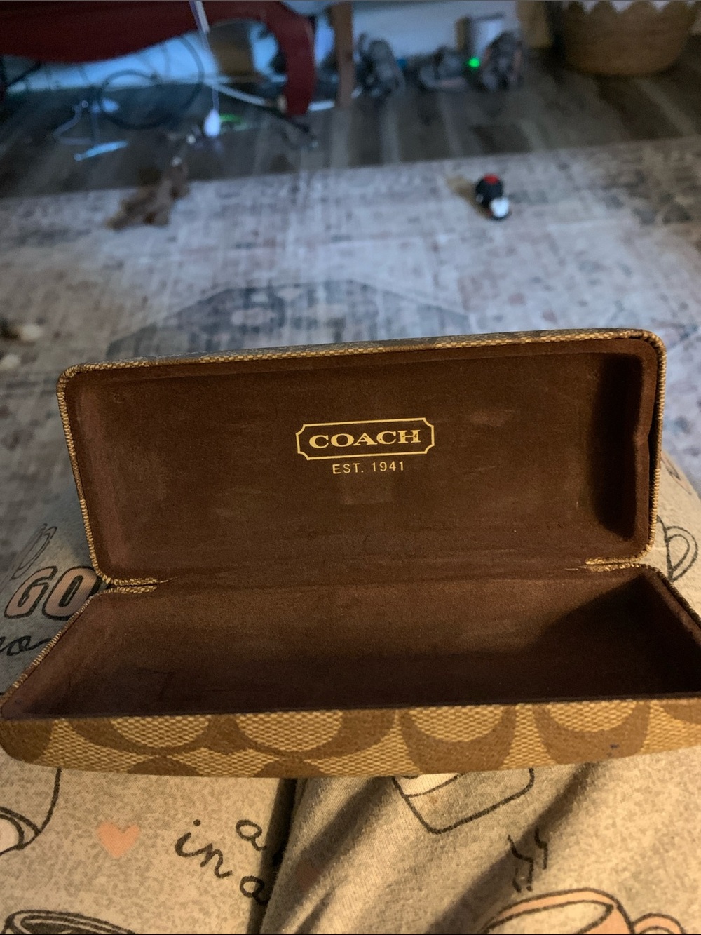 Coach Signature Canvas Glasses Case in Brown